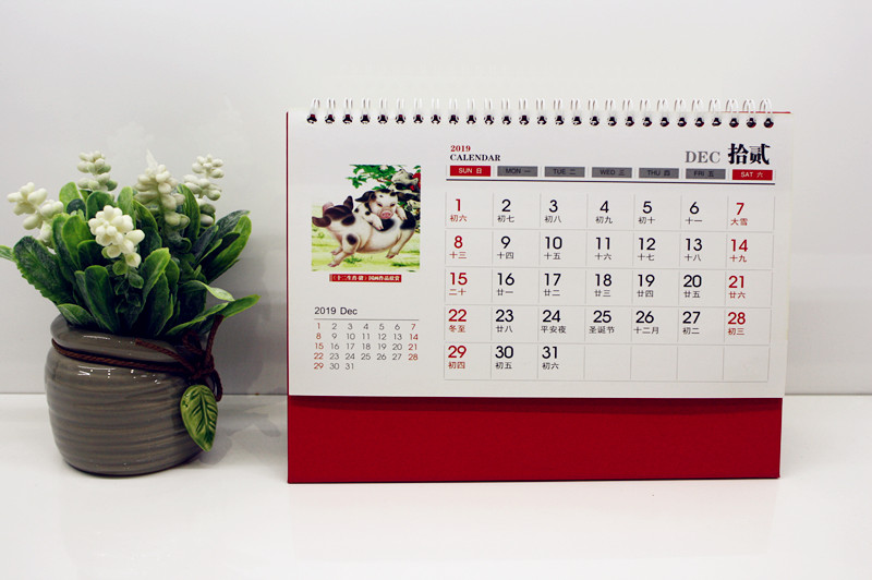 2019通用臺(tái)歷(12月)